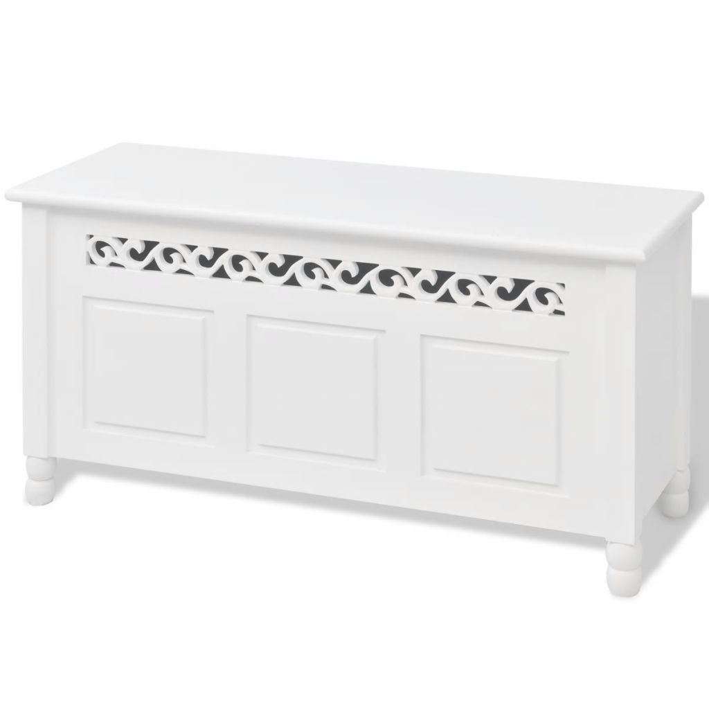 Storage Bench Baroque Style MDF White